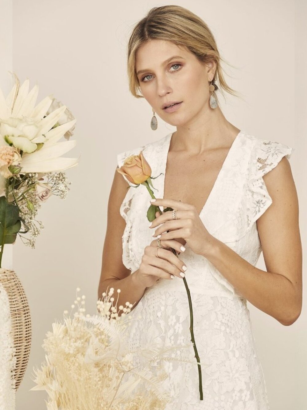 Lulus Molinetto White Lace Ruffled Tiered Sleeveless Maxi Dress​ NWT - Picture 3 of 12